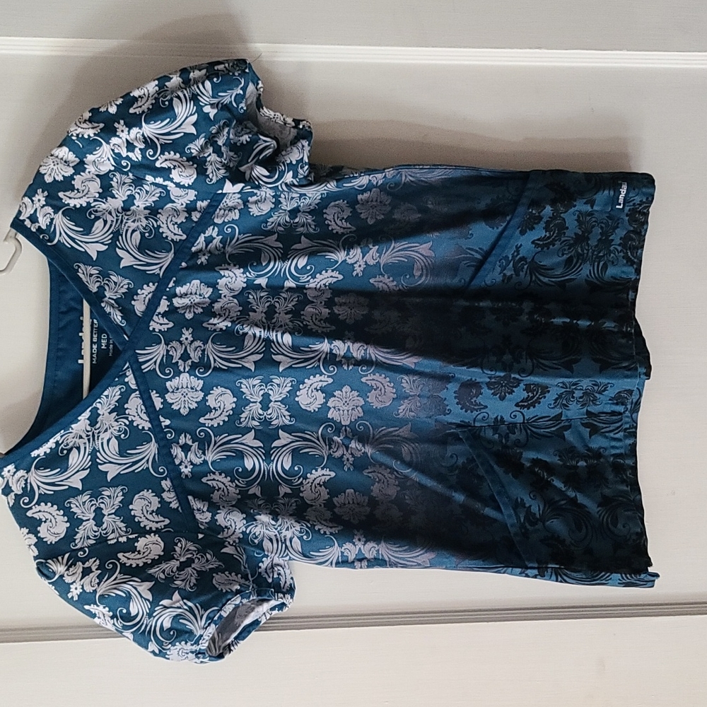 Landau teal ombre scrub top